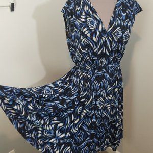 Taylor Blue & Black Wrap Dress 8